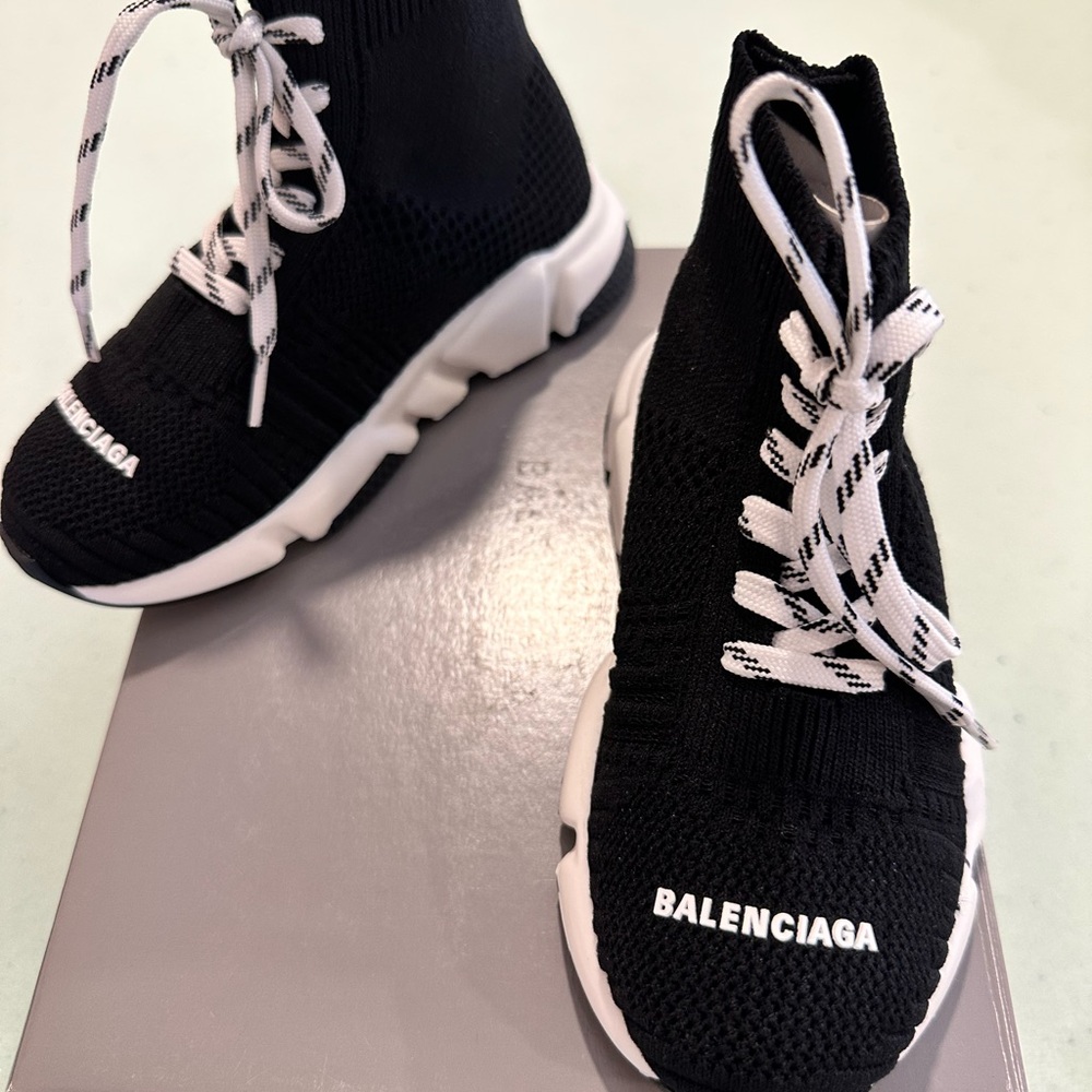 Balenciaga Kids Black and White Sock Sneakers